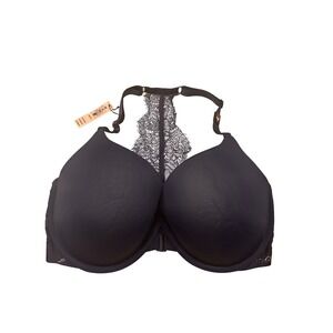 Victoria's Secret 34DDD‎ Navy Blue Lace Racerback Push Up Full Coverage Bra NWT